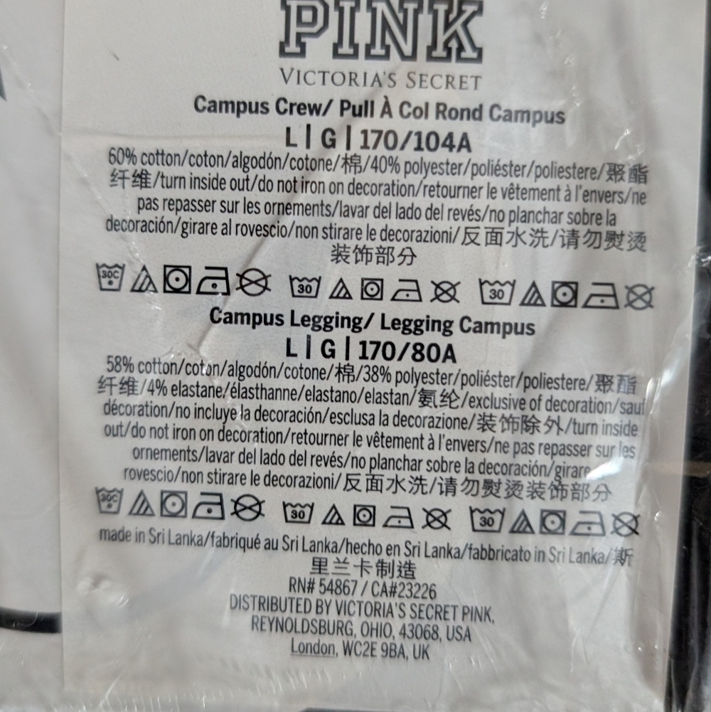 Victoria's Secret Pink Campus Top And Leggings, Never Been Out Of Box - Picture 2 of 4